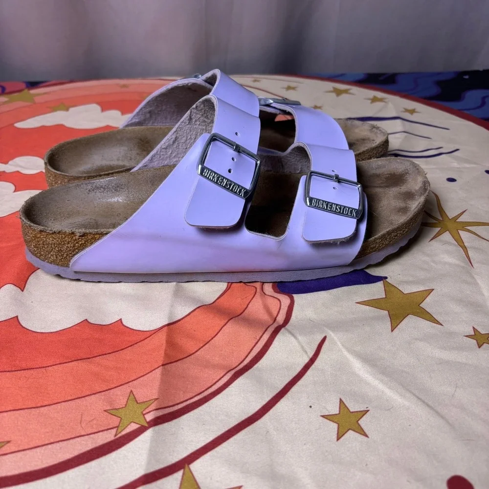 Birkenstock Arizona Lavender Purple Patent Birko-Flor Sandals Womens Walking 41